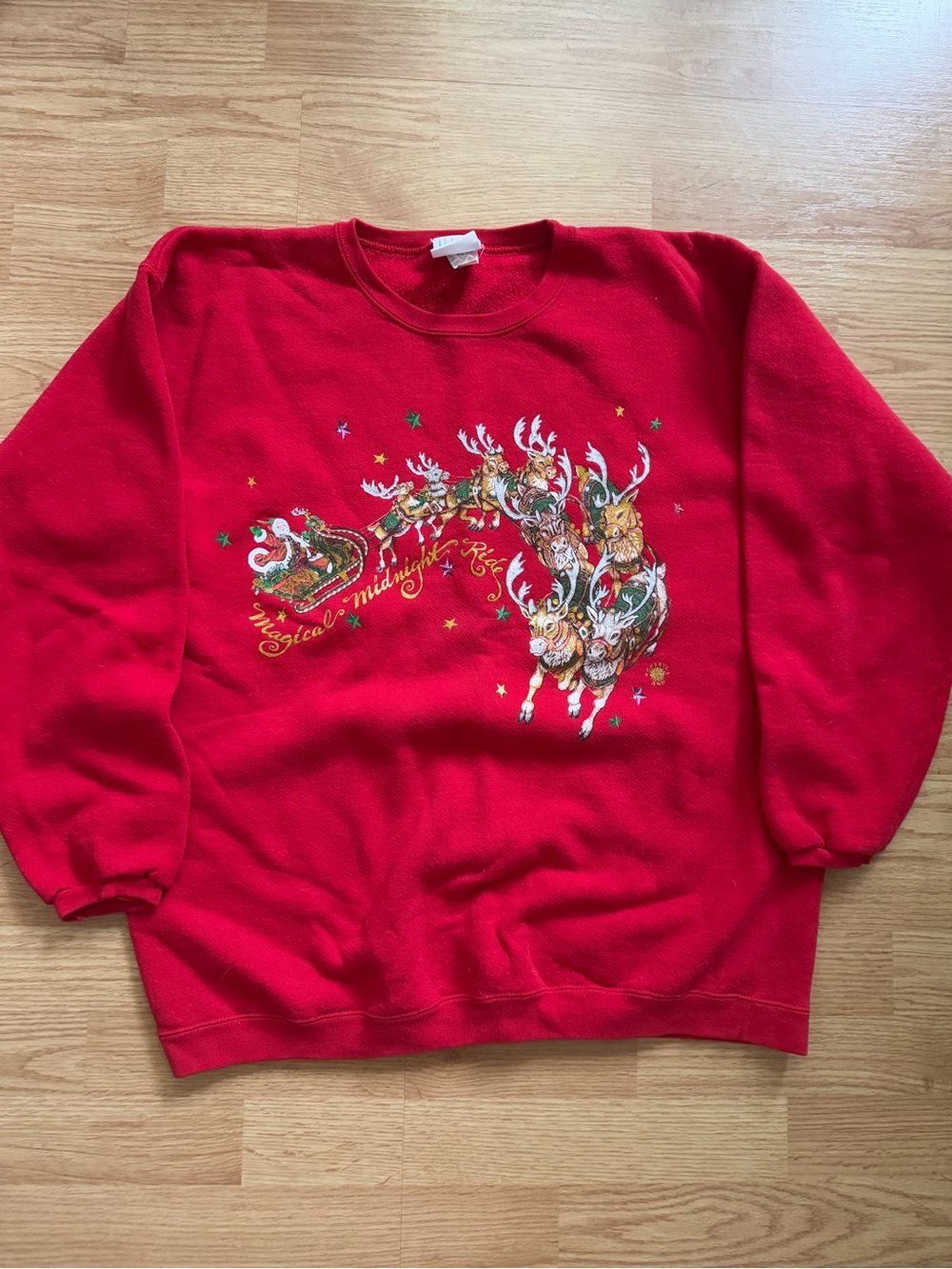 Vintage 90s Maze Cheryl & Co Christmas Crewneck Sweatshirt Medium Red